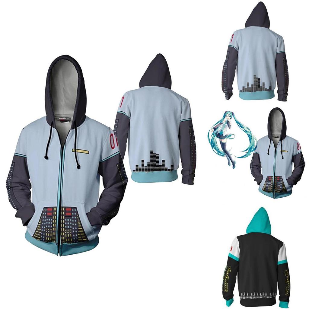 Stylish Hatsune Miku Vocaloid Zipper Hoodie With Soft Material For Everyday Wear