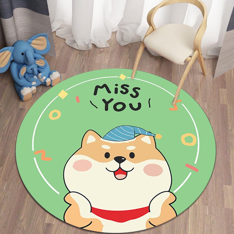 Cartoon round coffee table floor mat cute table and chair children's room fresh floor mat suitable for bedroom living room