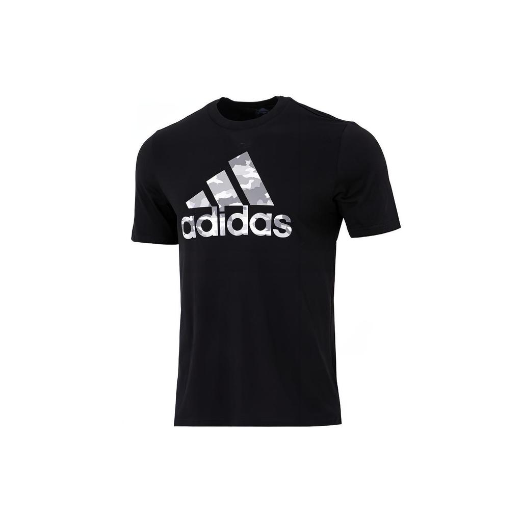 adidas T Shirts Men's Black Crew Neck Moderate Straight Fit HE2370