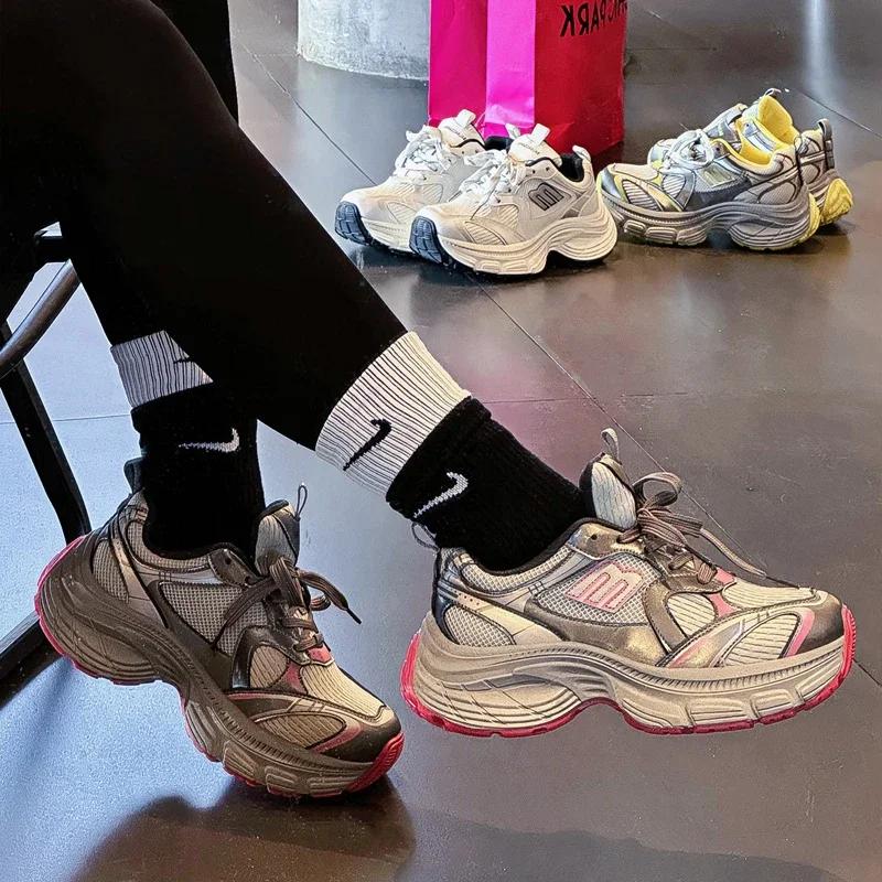 

Sneakers Mesh Shoes Women s Heels Platform Tennis Female Woman-shoes Breathable 2024 Thick Sole Fashion Casual Trainers Roses Me 35 розовый