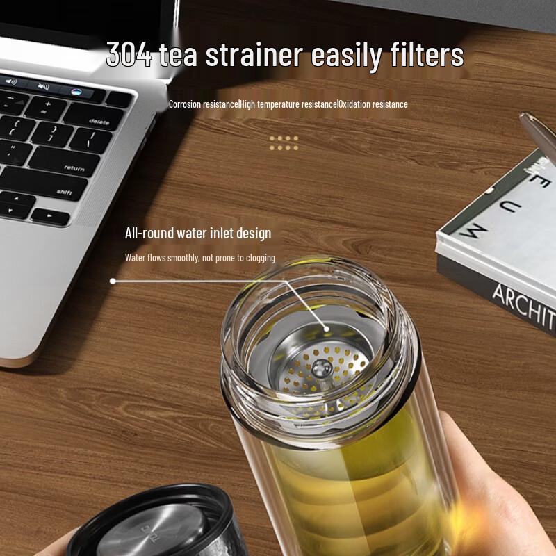TOMIC Double-Layer Heat-Resistant Hammered Glass Cup