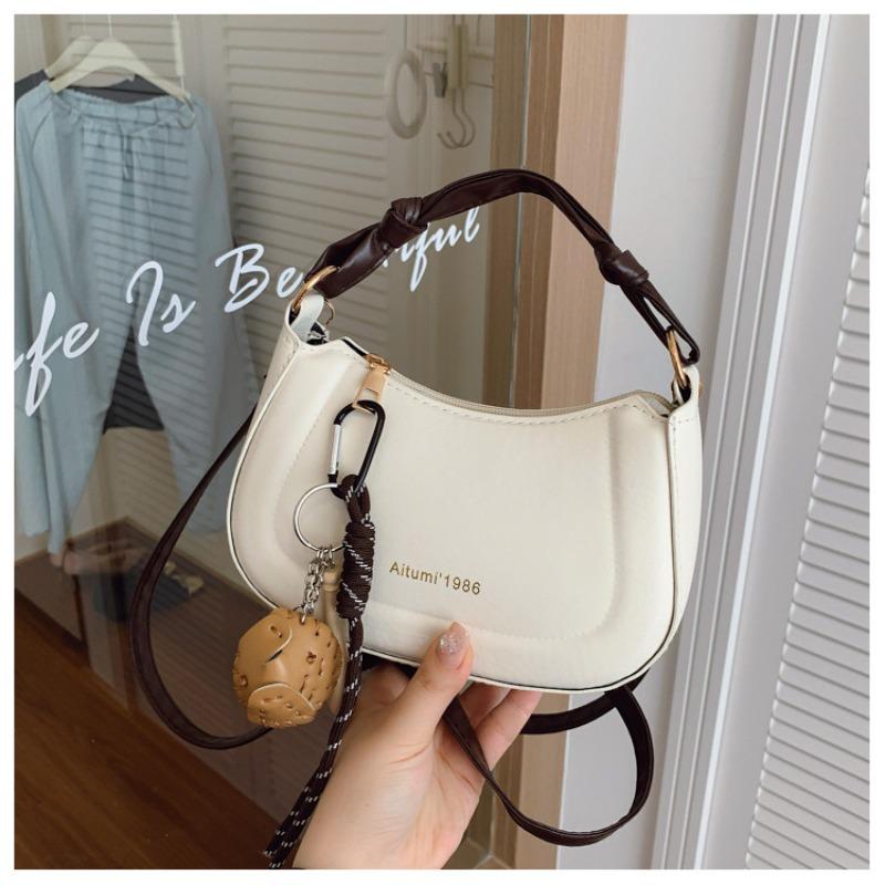 

Сумка женская новая модная универсальная на плечо, сумка-мессенджер, нишевый дизайн, сумка под мышкой, сумка-седло without pendant грязно-белый