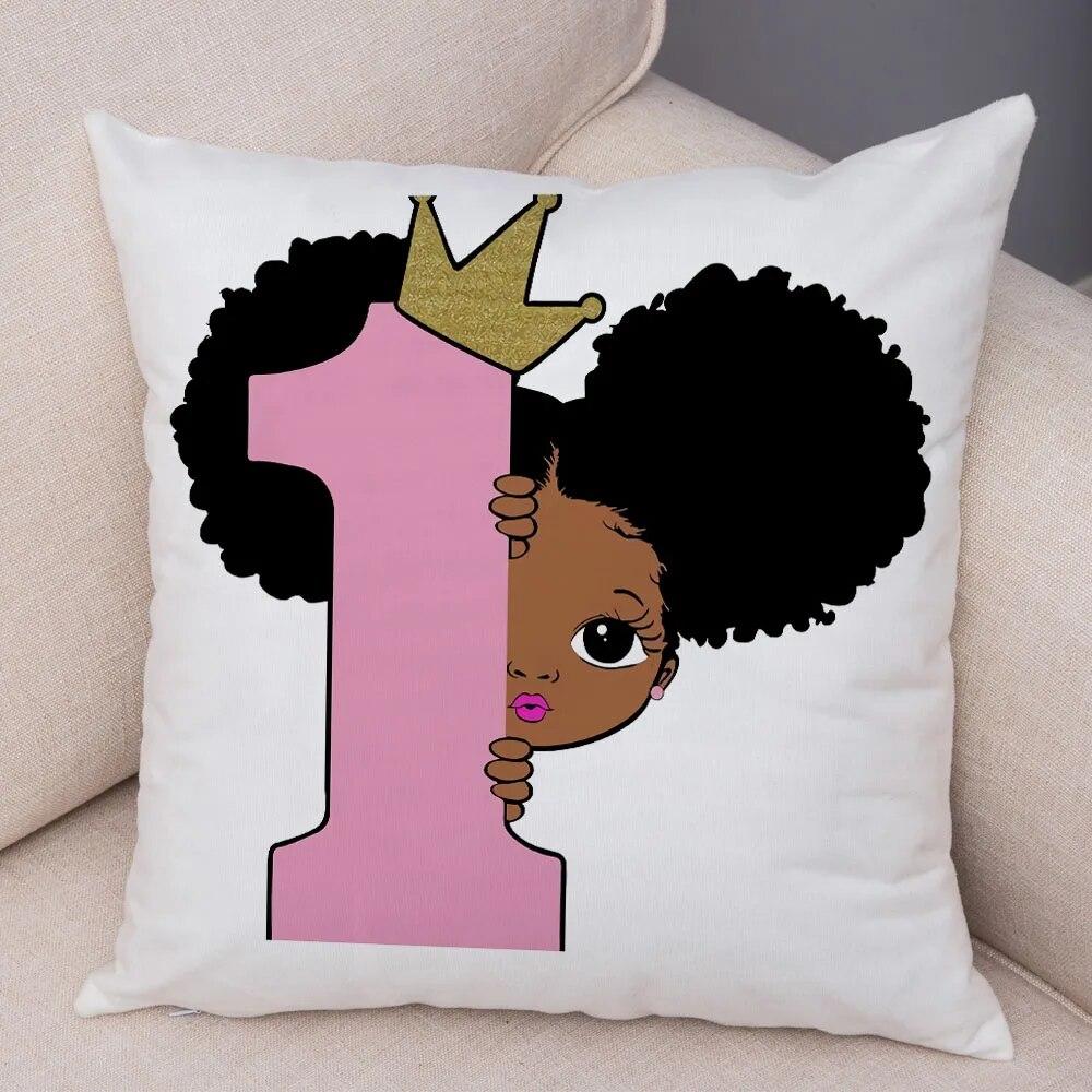 Home Decor African Baby Sofa Cushion Cover Bedroom Home Kids Room Decor Cute Cartoon Girl Pillowcase