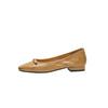 Soft and non-grinding feet~ Simple and versatile bow single shoes square head flat bottom 2025 spring new wipe leather work