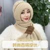 New winter knitted snow hat riding warm mother fashion ear protection headgear women's hat scarf integrated hat