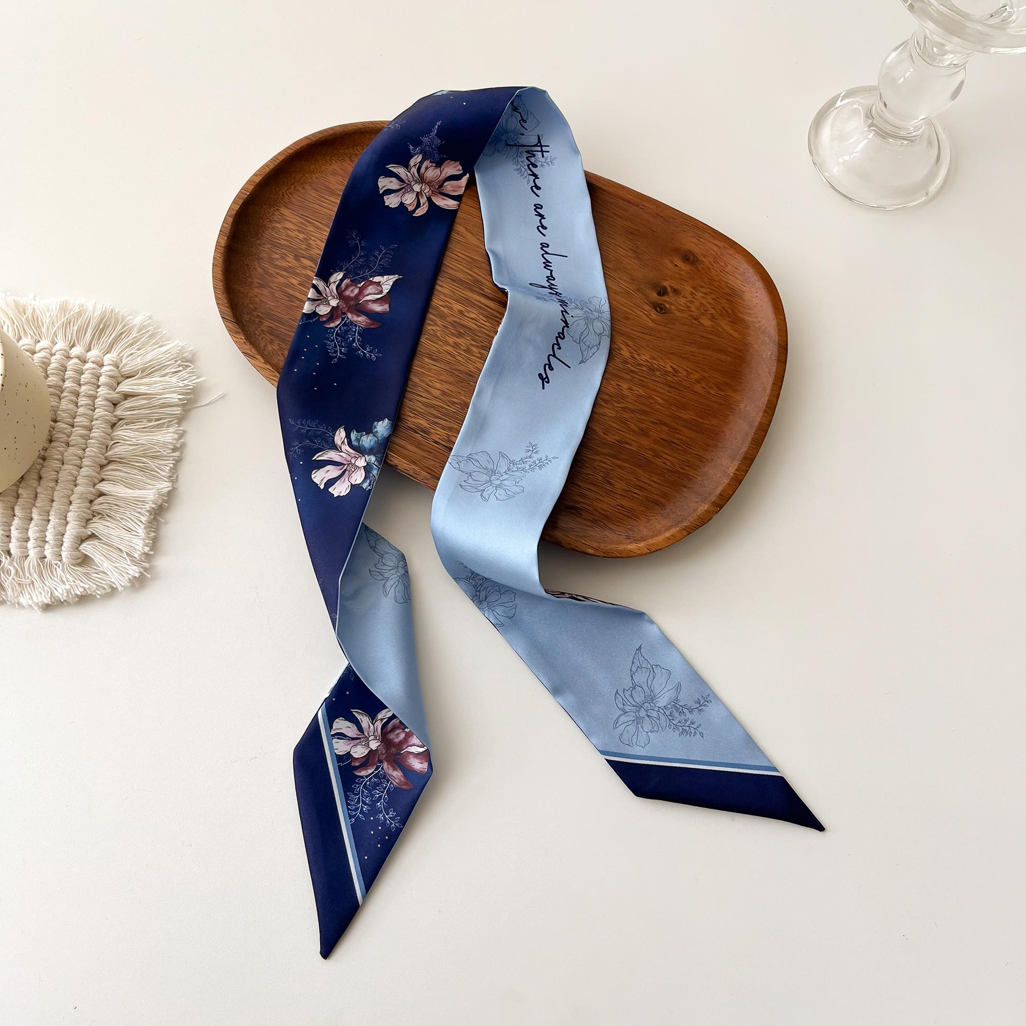 

Europe Fashion New National Style Small Nroken Flower Women s Decorative Twill Binding Bag Handle Silk Scarf Ribbon Scarf