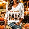 Women's Casual Thanksgiving Print V-Neck Long Sleeve Pullover Top for Fall and Winter