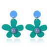 European and American Exaggerated Candy Colored Flower Earrings, Fashionable and Simple Sweet Button Daisy Earrings