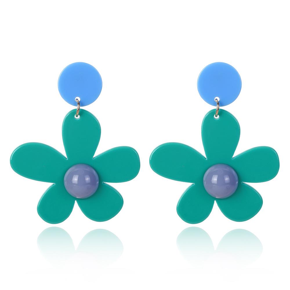 European and American Exaggerated Candy Colored Flower Earrings, Fashionable and Simple Sweet Button Daisy Earrings