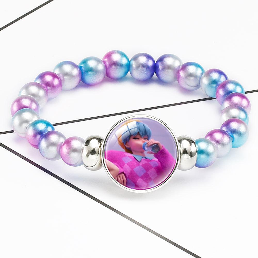 Gradual Change Beaded Bracelet Rumi Zoey Mira Embedded Crystal Bracelet Hidden Buckle Removable Elastic Jewelry