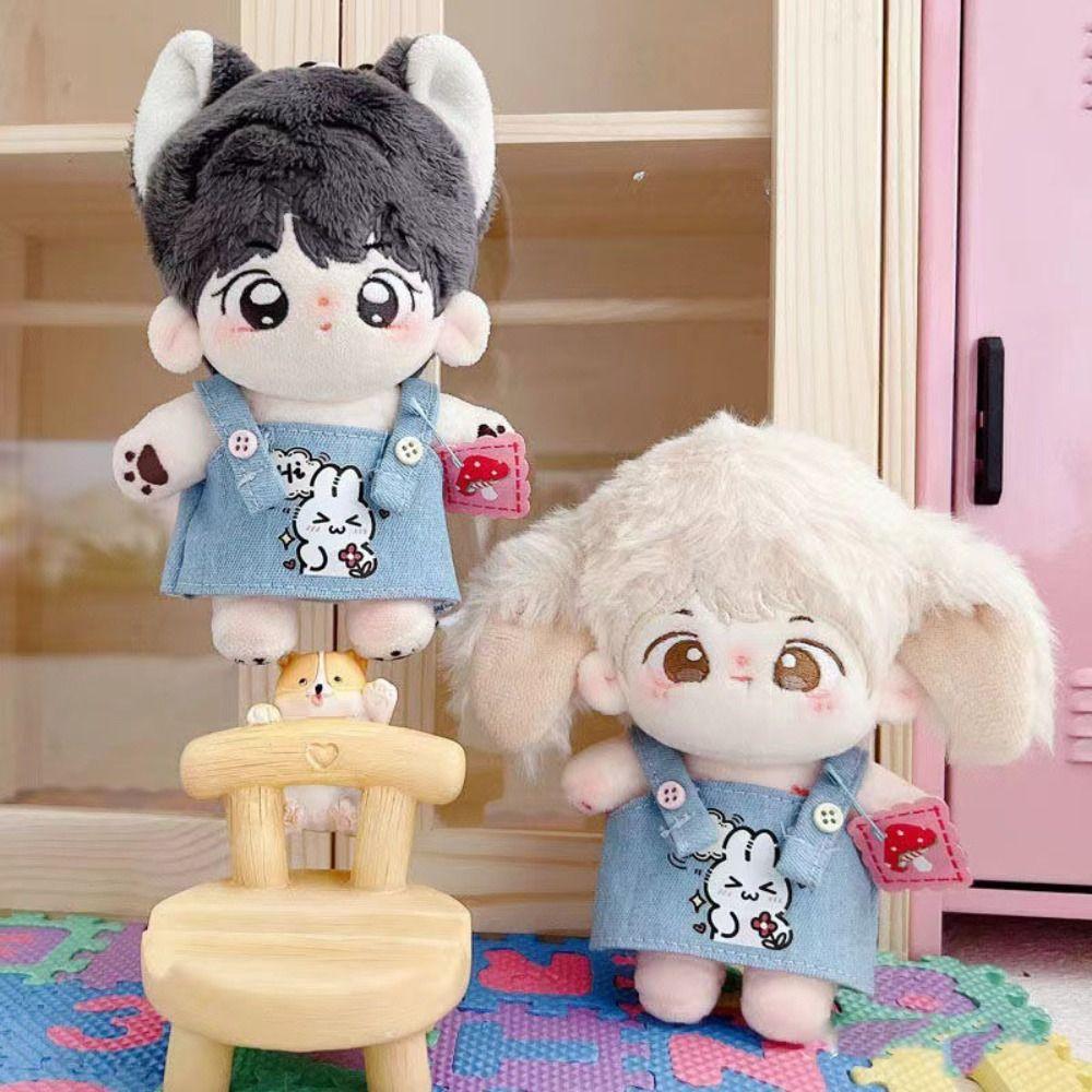 

Mini Doll T-shirt Headband Cartoon Style Dolls Toys Accessories Doll Overall Suit 10cm Cotton Doll 6