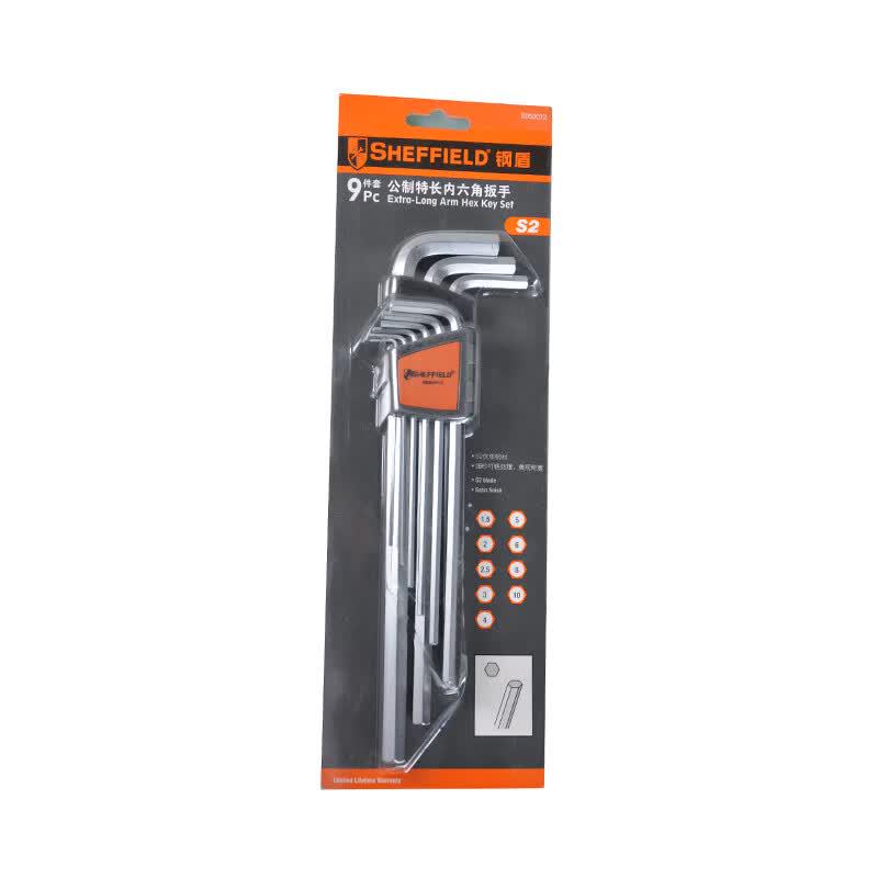 SHEFFIELD 9-Piece Metric Extra-Long Hex Key Wrench Set