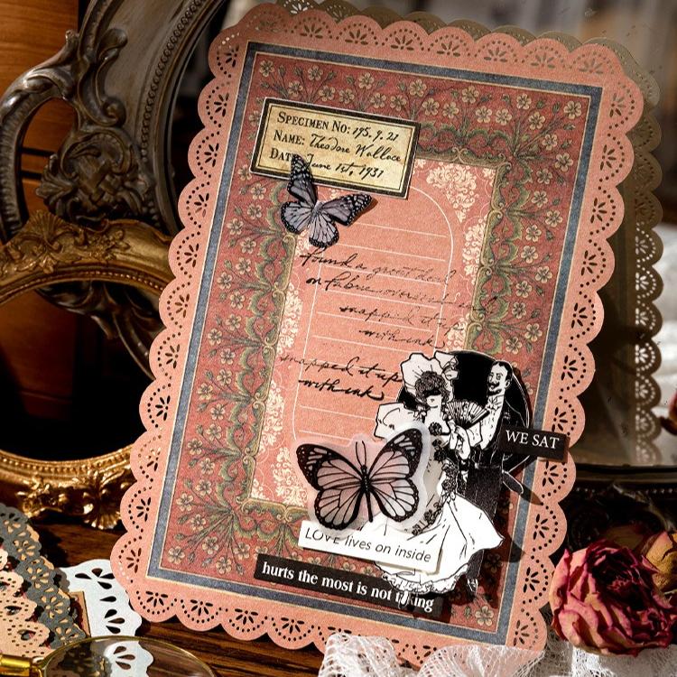 1PC Secret of Everything Series Material Paper Retro Hollow Lace Lace Old Book Pages Handbook Collage Base Paper and Cards