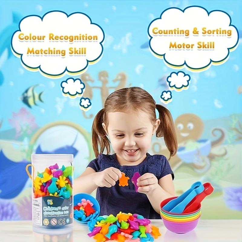 36/48/56pcs Counting Matching Game Toys with Rainbow Bowls -Color Sorting & Sensory Training Toys for Boys &Girls, Learning Gift