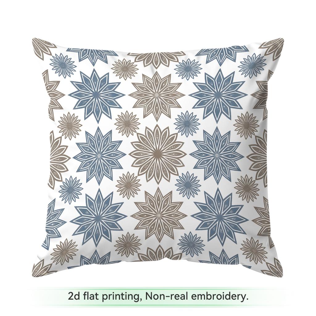 Pcs Morandi Blues Plant Geometric Patterns Singlesided Printed Cushion Coversuitable For Living Roombedroomcar Decoration