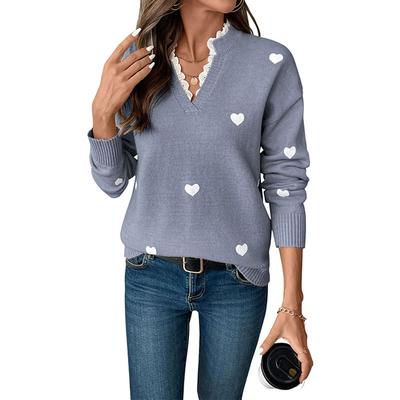 Maglione a V a forma di cuore da donna per San Valentino in autunno e inverno