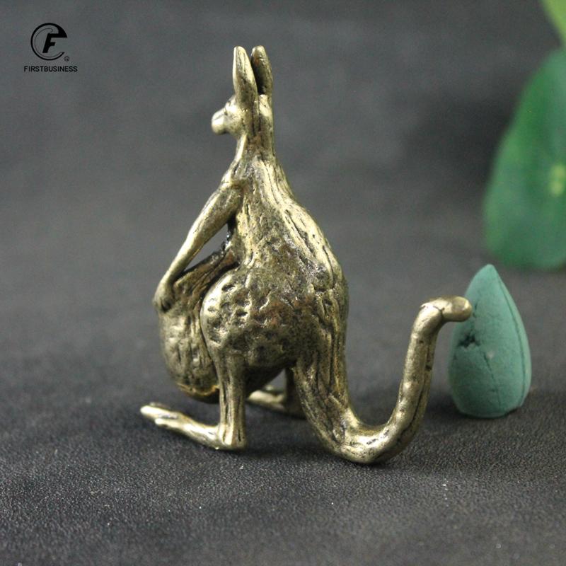 Solid Brass Kangaroo Statue Desk Ornament Retro Copper Animal Miniature Figurine Decoration Gifts Home Decors Crafts Accessories