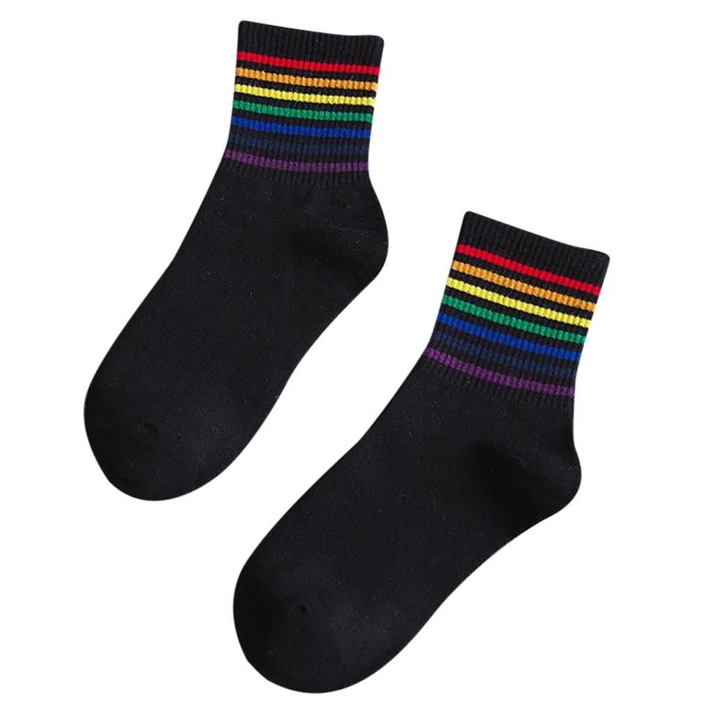 

[brisand] Новые зимние хлопковые носки унисекс в радужную полоску, модные теплые рождественские носки One Size