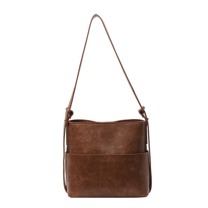 

Сумки ретро портативная сумка-ведро женская 2025 новая глянцевая мягкая сумка на плечо нишевая сумка-мессенджер для поездок хаки