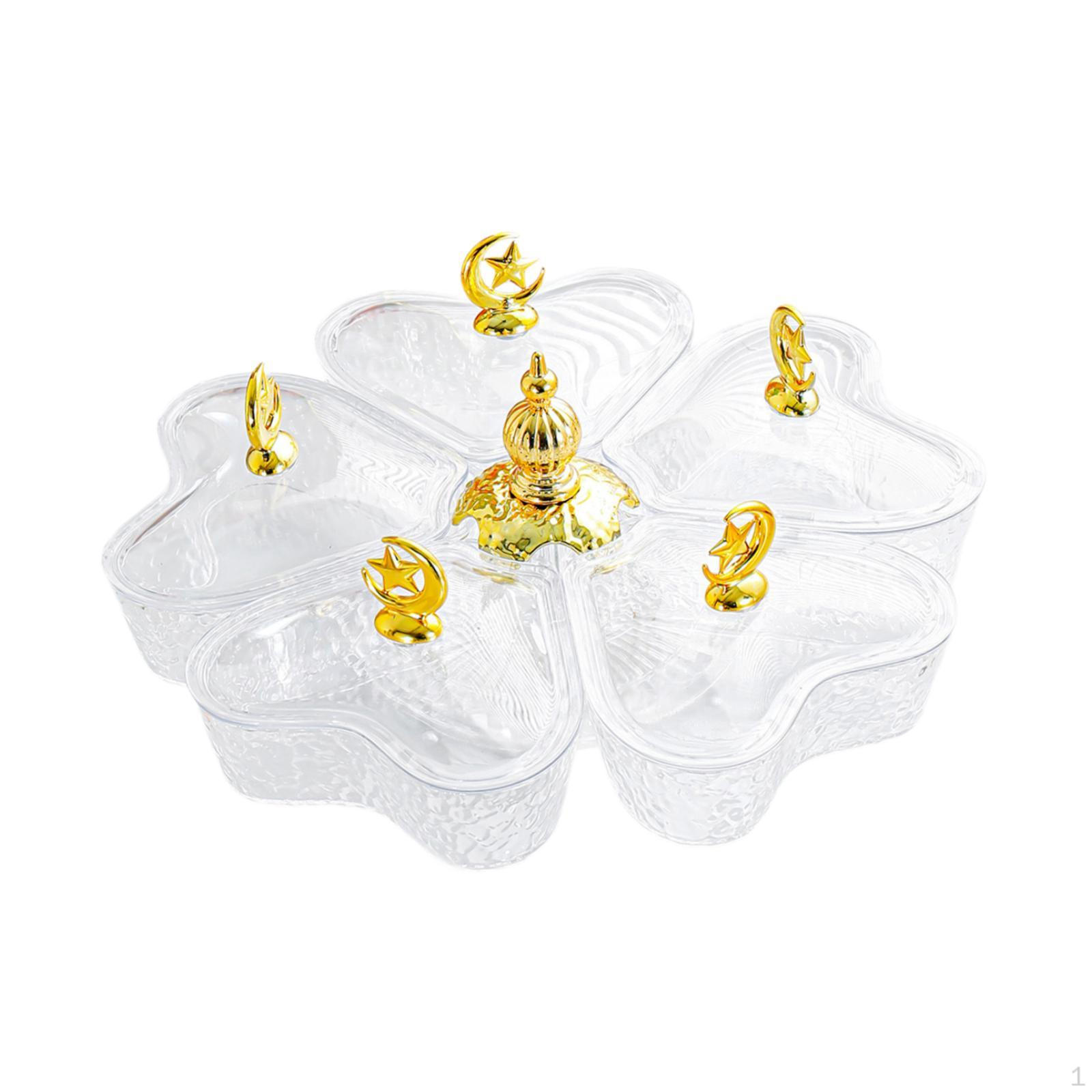 

Разделенный вращающийся сервировочный поднос 5 отделений Многофункциональный органайзер с крышкой Закуска для Clear star moon