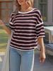 Womens Oversized Striped T Shirt Summer Short Sleeve Boxy Drop Shoulder Cropped Tee