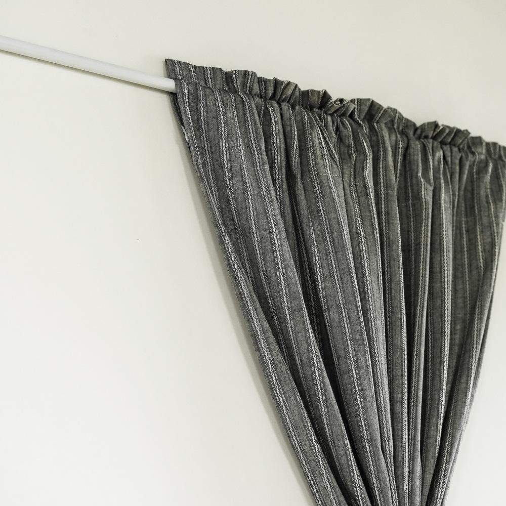 Punch-free Partition Curtain Striped Cotton and Linen Fabric Hanging Curtain Household Door Curtain Kitchen Coffee Half Curtain
