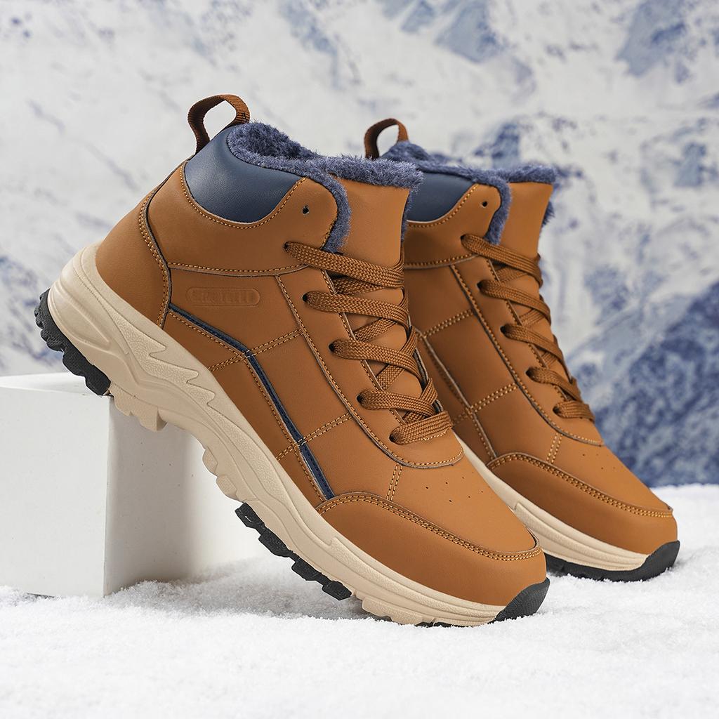 Mens soft elastic winter warm winter cold padded snow boots thick bottom non-slip wear outdoor leisure sports mountaineering cotton boots