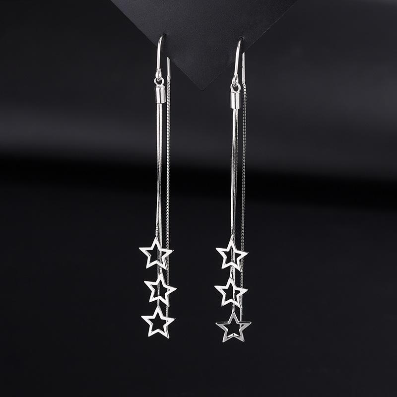 

S925 Silver Star Ear Thread Long Tassel Star Hoop Earring Light Luxury Elegant Versatile Ear Jewelry 925 silver