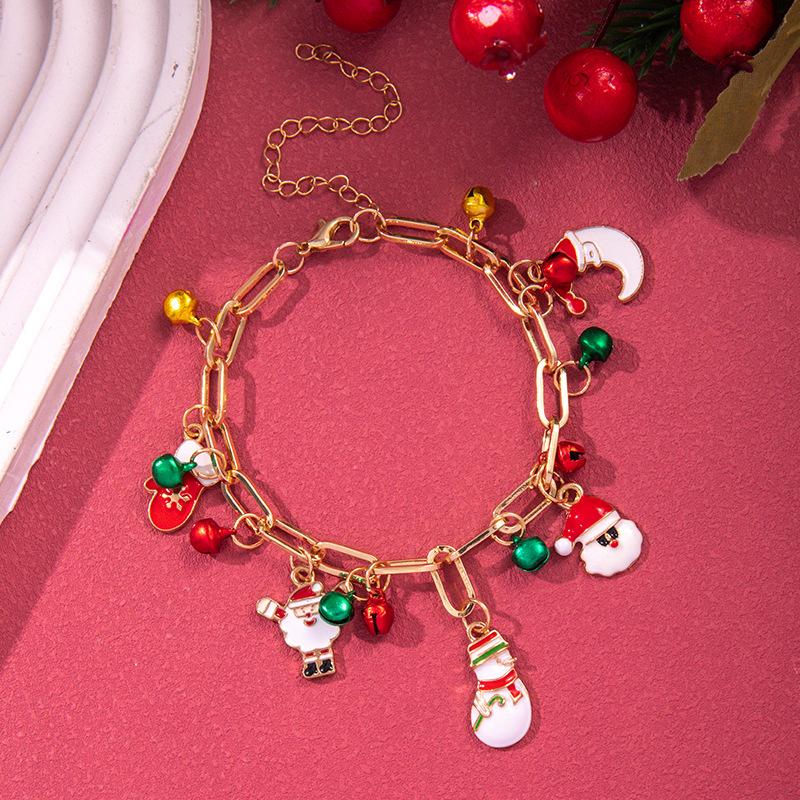 Christmas Bracelet Bell Pearl Jewelry Snowflake Elk Pendant Bracelet Christmas Bracelet Festive Ornaments