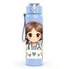 1PC Cute Girl With Heart Cartoon 750ml Color Plastic Sports Water Bottle Leakproof Flip Straw Lid Suitable for Sports Office Home Use