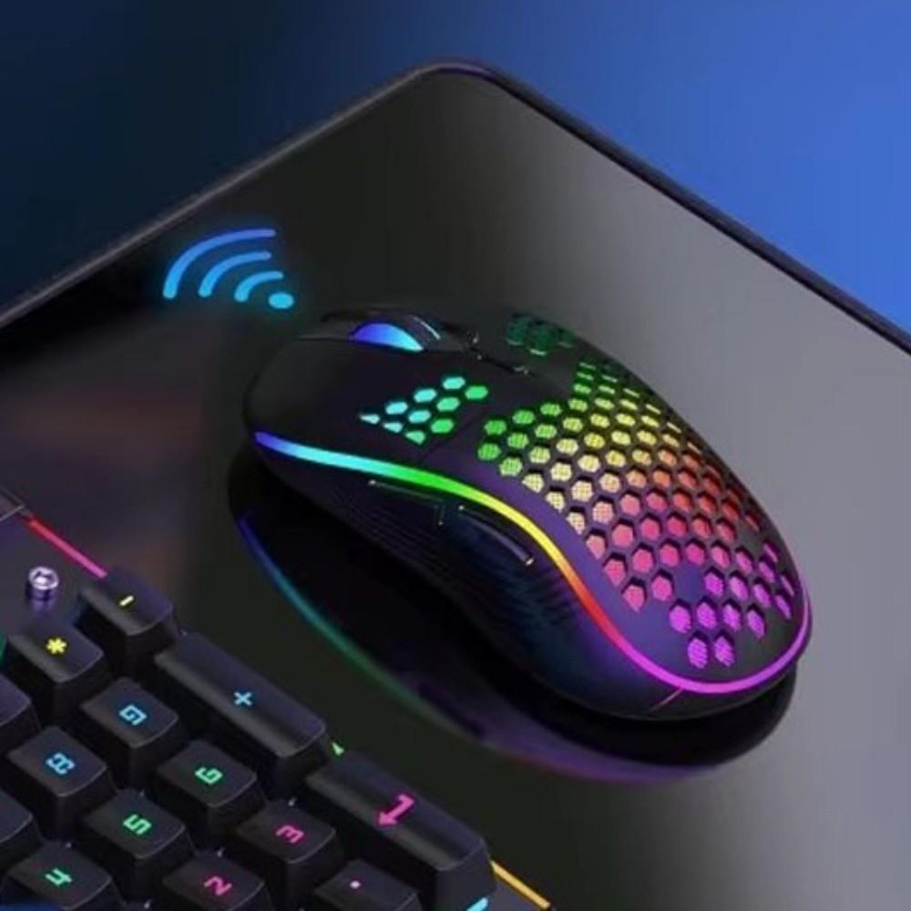 Adjustable DPI RGB Lighting Mouse Rechargeable Honeycomb Shell Gaming Mouse Colorful Ergonomic Design 2.4G Wireless Mouse