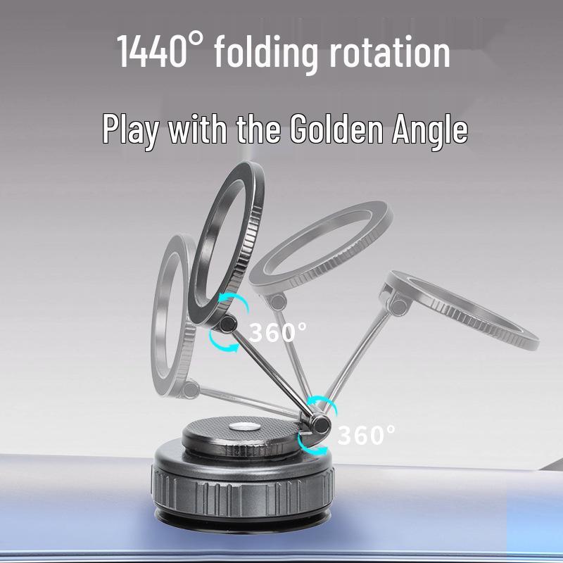 Magnetic Phone Holder with 360° Rotation: Foldable Suction Stand for Car & Desktop Navigation