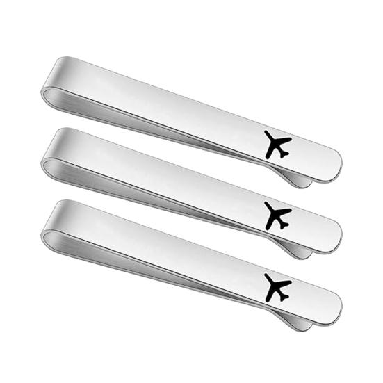 1/2/3/4/5Pcs Tie Clip Airplane Pattern 304 Titanium Steel Tie Clips Nickel-Free Finish Business Meeting Tie Clip Men Weddings Daily Wear