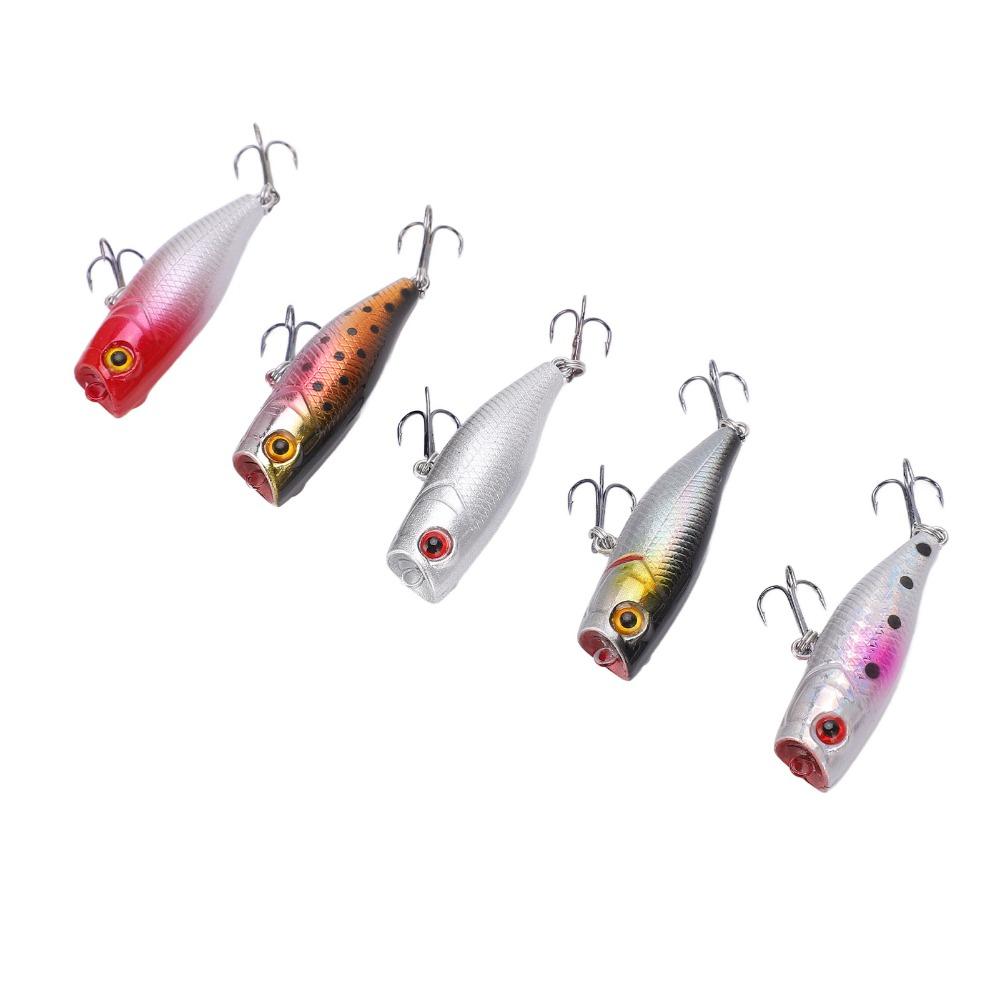 5pcs with Rolling Steel Balls Topwater Popper Lures 4.5cm 3.5g Fishing Lures Freshwater Fishing