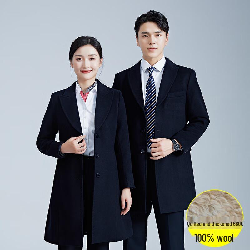 Unisex 100% Wool Mid-Length Business Coat