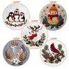 1set Christmas Embroidery Kit, Christmas Animal Embroidery Material Kit DIY Craft Kit, Suitable for Beginners' Hand Embroidery Fabric Material Kit
