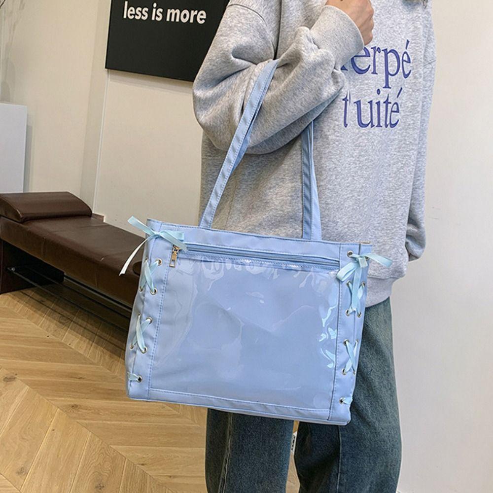 Lace-up Simple Itabag Cross Ribbon Shoulder Bag Pouch Bag Transparent Pocket  Fans Supplies
