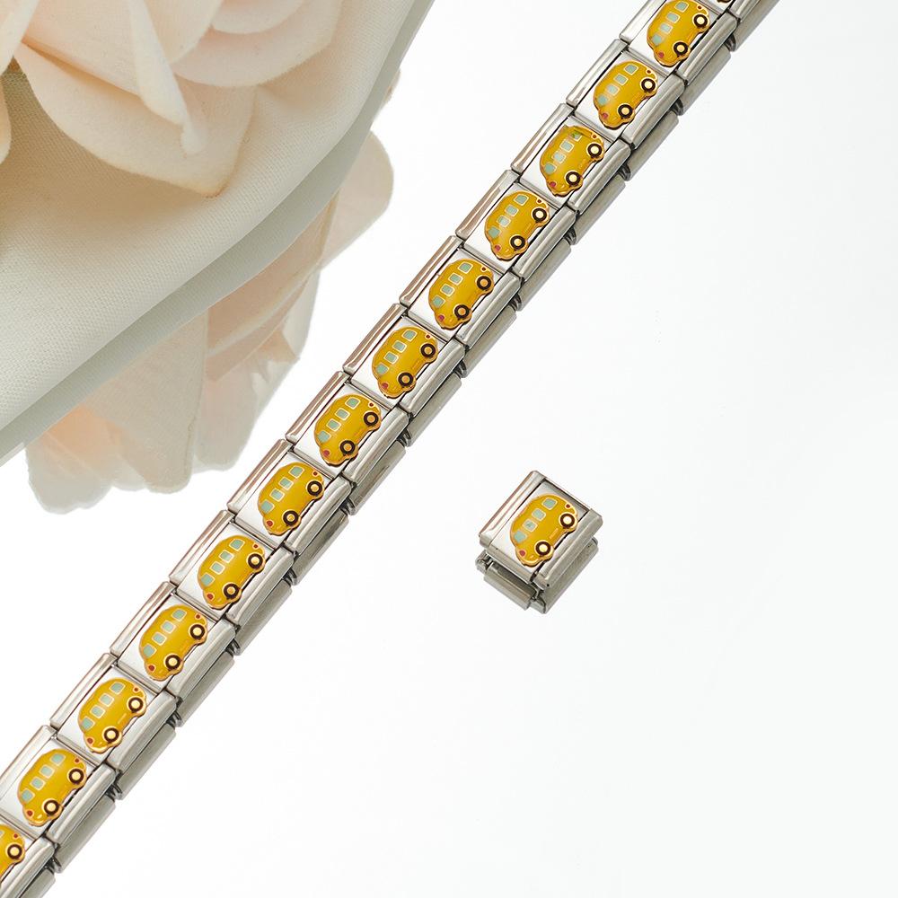 2024 DIY Personalized Shiny Classic Burger Coffee Beverage 304 Stainless Steel Italian Charm Bracelet Link 9mm * 10mm Module