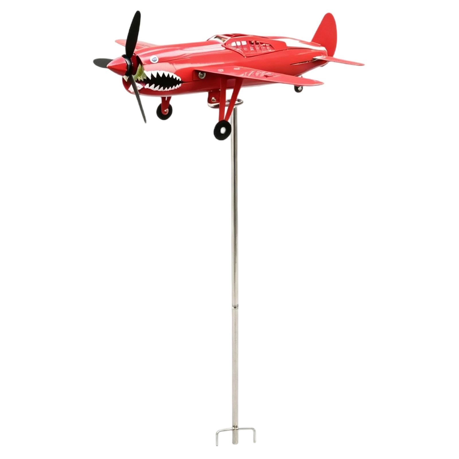 

3D Metal Outdoor Garden Yard Decor Rotatable Airplane Windmill Stake Sculpture Lawn Ornament for Patio Lawn Landscape