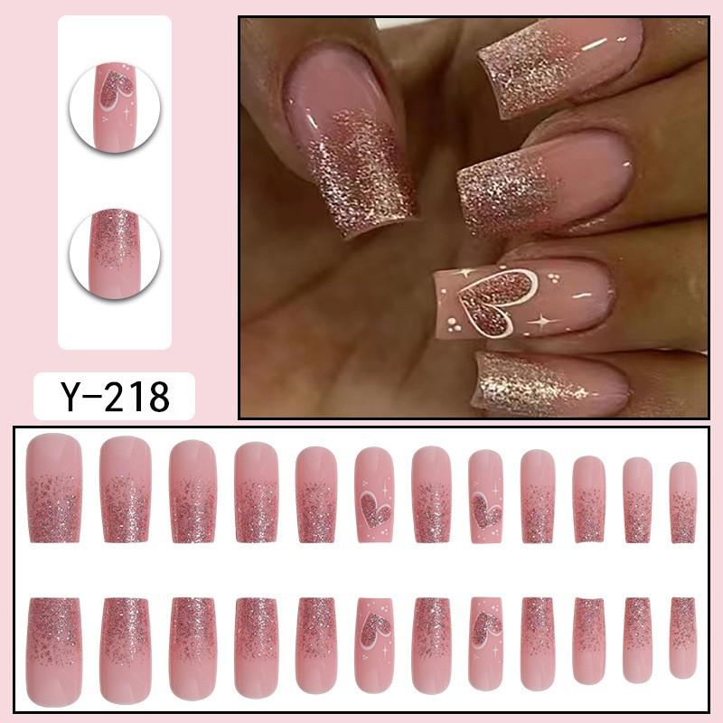 Pre-made Press-On Nails With Gradient Line Design Minimalist INS Style False Nail Tips Women