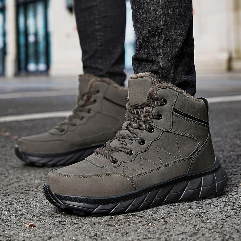 Men's Sneakers Outdoors Plush Warm Winter Waterproof Shoes Non Slip Hiking Ankle Boots Winter Shoes for Men Work