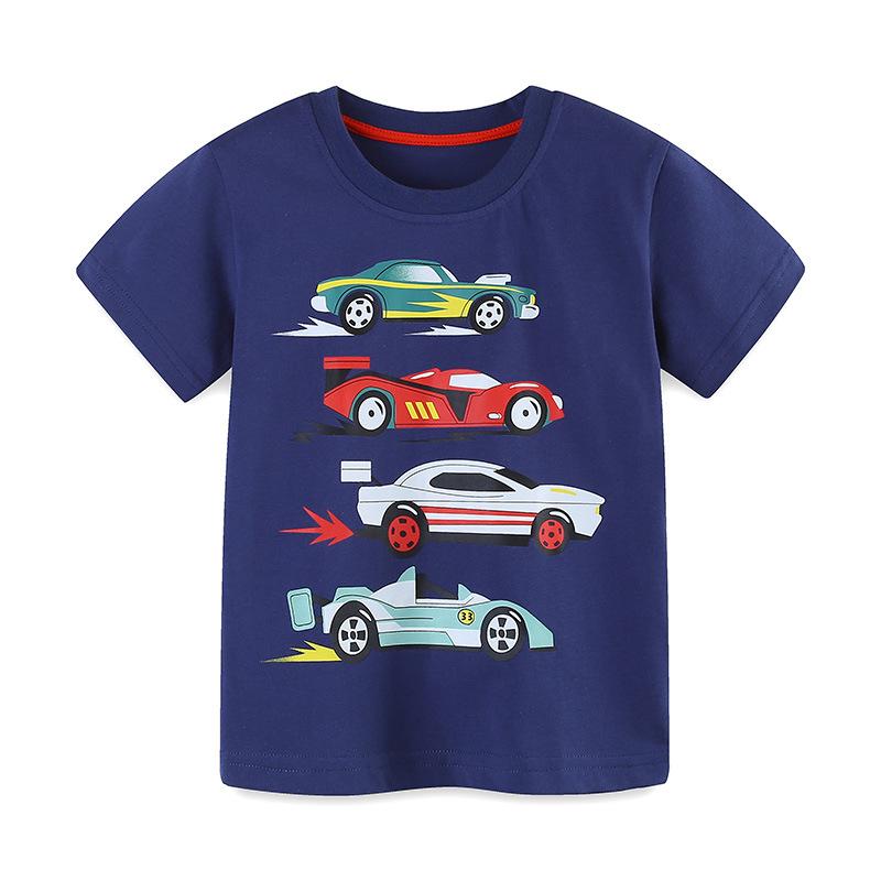

Summer New Boys T-Shirt Cartoon Car Print Sweatshirt Children s Crew Neck Short Sleeve Top 7Y(125cm）