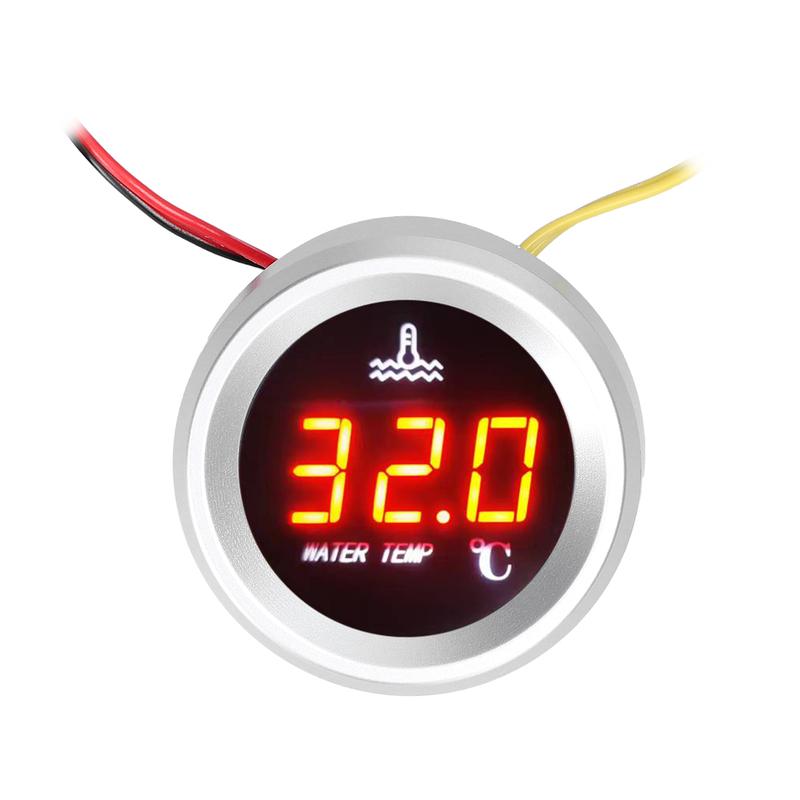 52mm Su Sıcaklığı Göstergesi Araba Dijital Metre LED Ekran 9-36V Sıcaklık Sensörü Alarm Fonksiyonlu