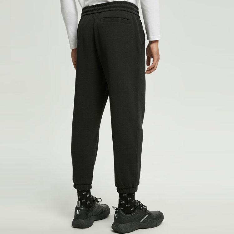 Calvin Klein Contrast Cuff Embroidered Drawstring Knit Casual Pants Men Bottoms Black J322347-BEH