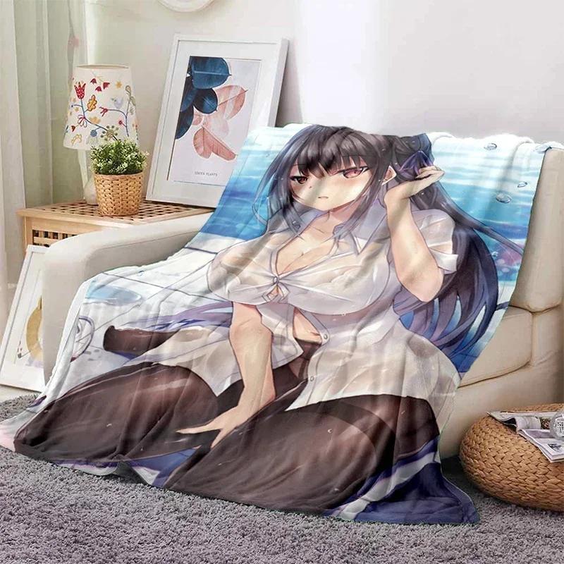 Sexy Anime Girls Blanket Soft Plush Flannel Throws Blankets for Sofa Bed Couch Best Gifts All Season Light Bedroom Warm Decke
