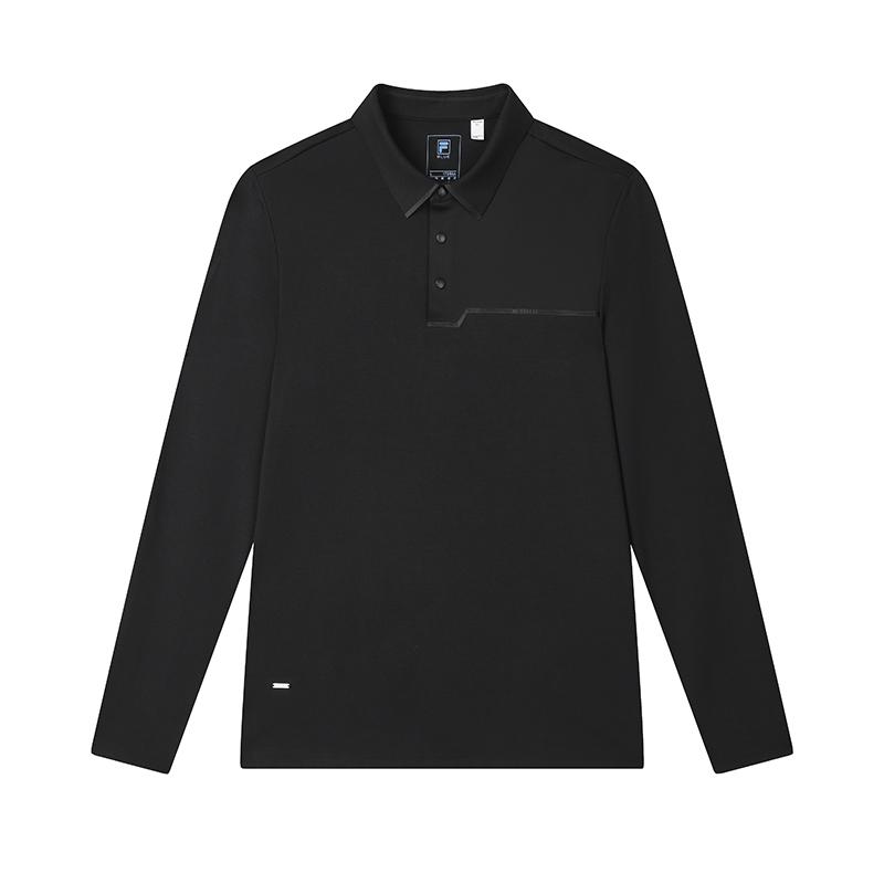 

Fila Универсальная трикотажная рубашка-поло с длинным рукавом серии Blue для мужчин топы Черный F11M512205F-BK M