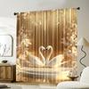 Set Of 2 Elegant Art Renaissance Style Gold Floral Swan Curtains Polyester Bedroom Living Room Decor Curtain Perfect For