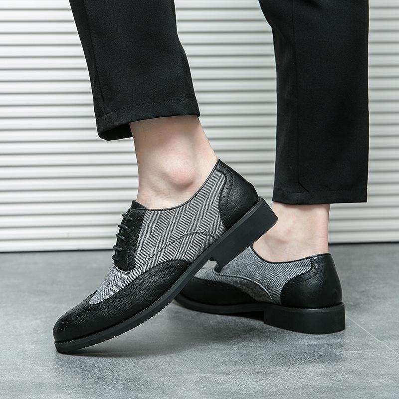 Scarpe Derby da Uomo Colorblock in Pelle Intagliata - Punta Affusolata, Stringate, Taglie Forti, Formali & Casual