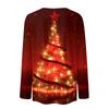 Women's Fashion Christmas Print Crewneck Long Sleeve Pullover Top for Holiday Party