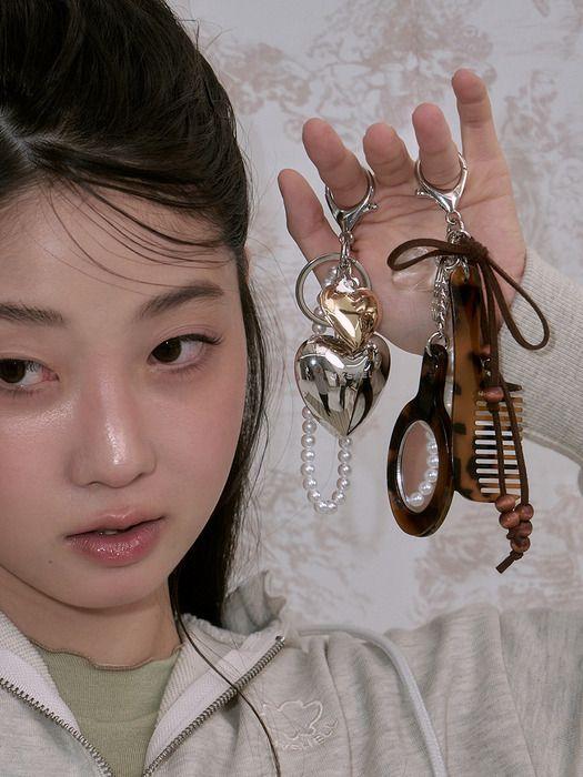 My Shell Heart to Heart Keyring_25187CH SILVER